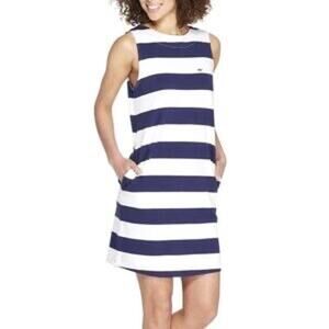 Vineyard Vines x Target Women Lg Shift dress Navy White Striped Nautical Cotton